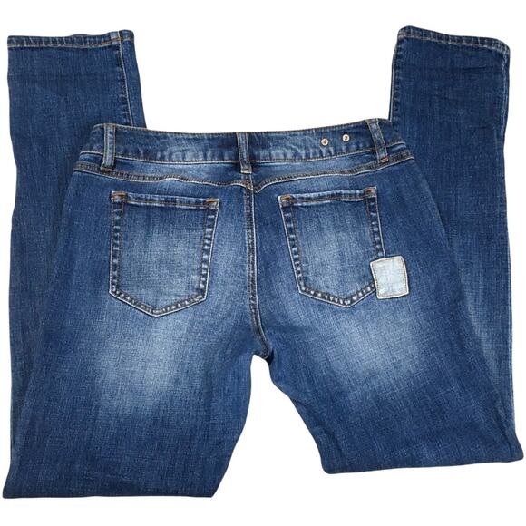 Cabi Jeans Slim Boyfriend Patchwork Sz 4 Blue Stretch Denim‎ Fading Y2K Vibes - Picture 13 of 13